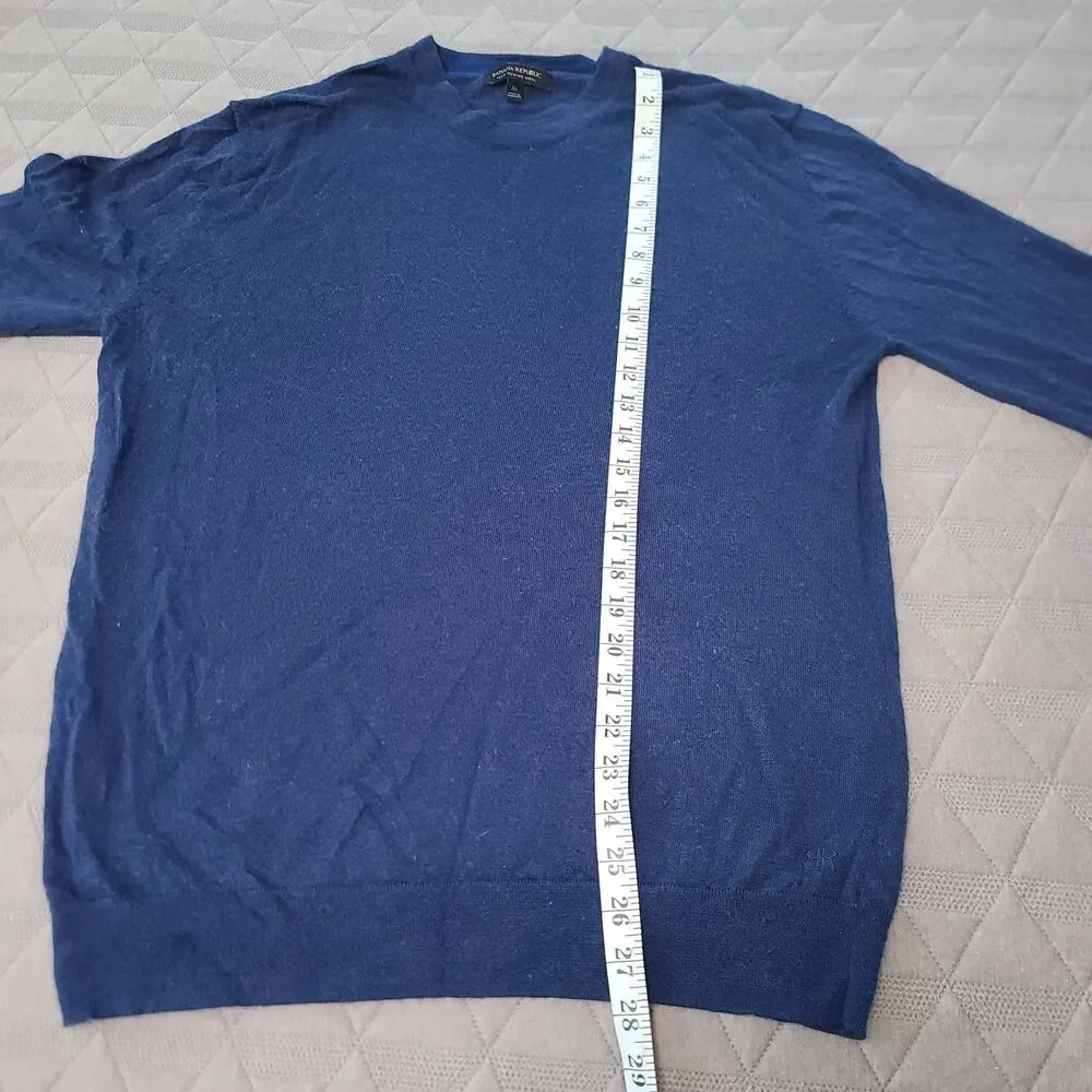 Banana Republic Blue 100% Merino Wool Tight Knit Pullover Sweater Men's Medium